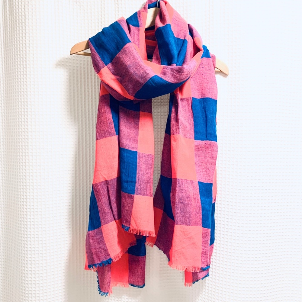 MARC By Marc Jacobs Stacey Gingham Scarf Blue/Pink - Picture 5 of 15